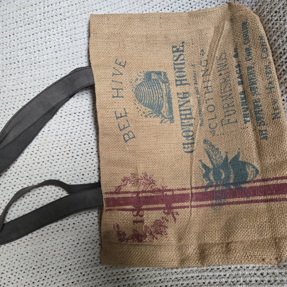 Brown and Gray Rustic Burlap Tote Bag